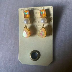 Brand new Anthropologie triple stone Pearl drop earrings